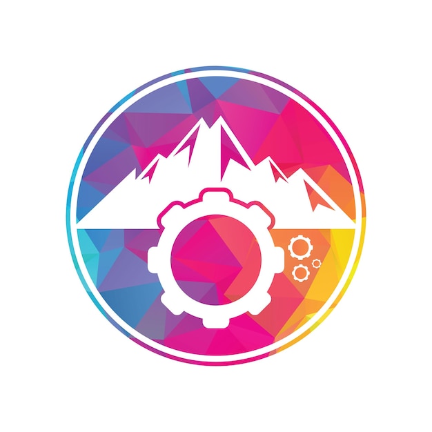 Mountain gear logo icon design