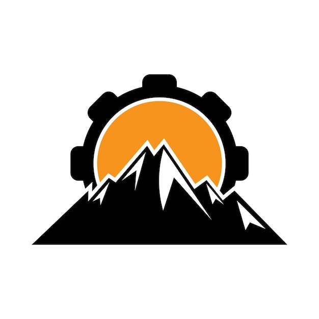 Mountain gear logo icon design.