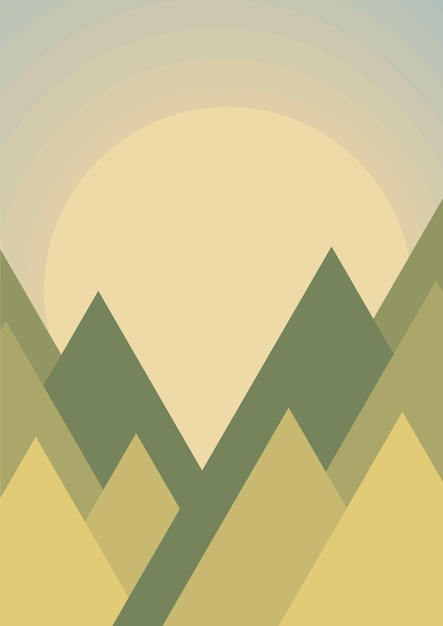 Vector mountain geometric landscape poster green room decor