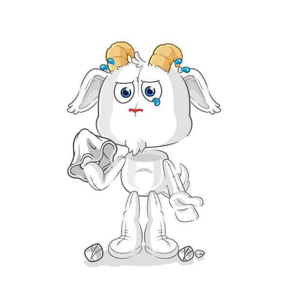 Mountain goat cry with a tissue cartoon mascot vector