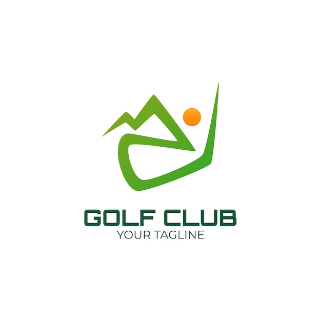 Design del logo della mazza da golf di montagna