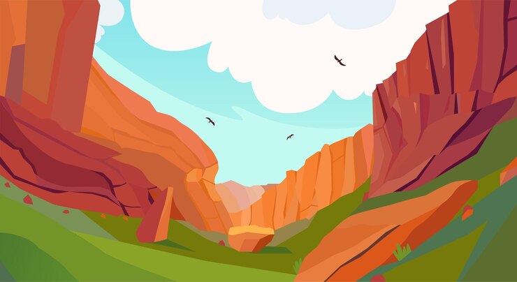 Vector mountain gorge nature canyon