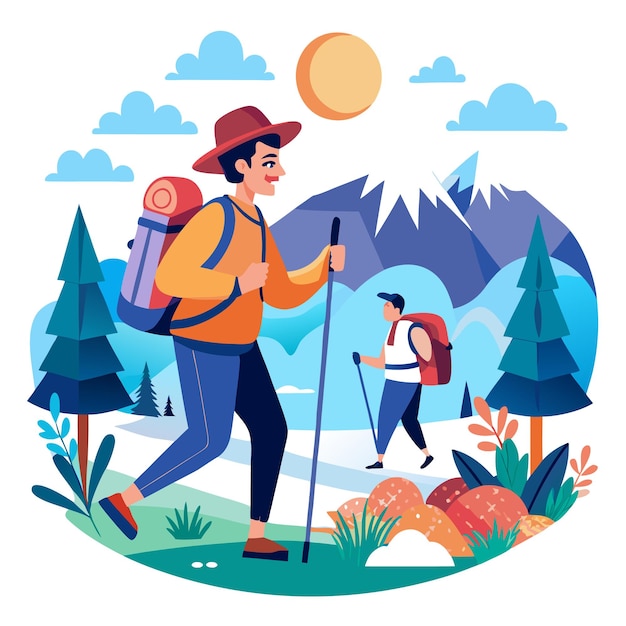 mountain hikers group adventure vector design