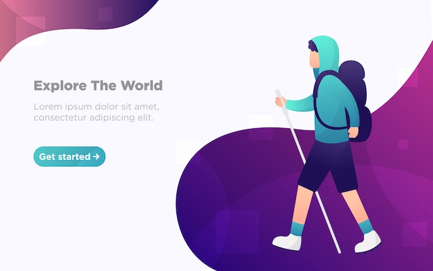 mountain hiking landing page illustration