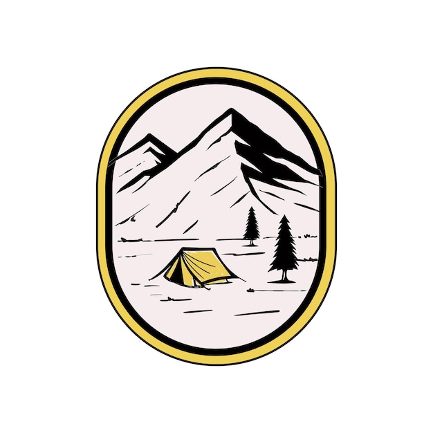 Mountain Hill Camping Outdoor Emblem Badge Vector Illustration Stock Image изолированные
