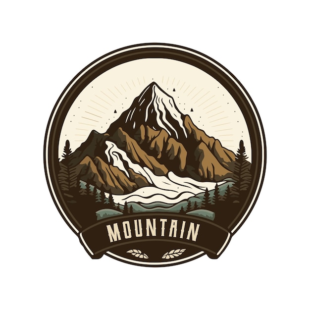 Montagna collina logo design vettore natura paesaggio avventura illustrazione