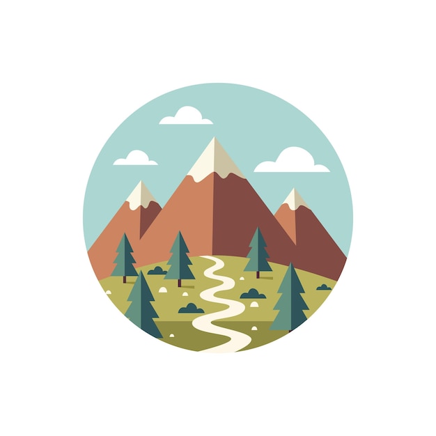 Vector mountain and hill nature illustration