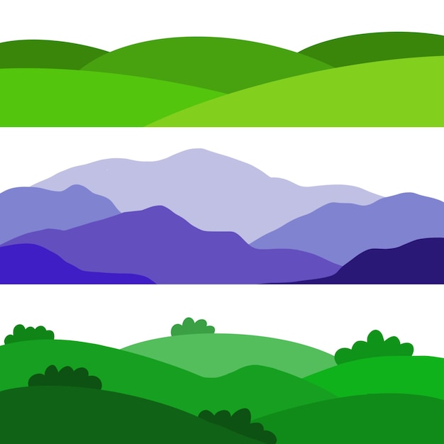 Vector mountain hill silhouette landscape illustration