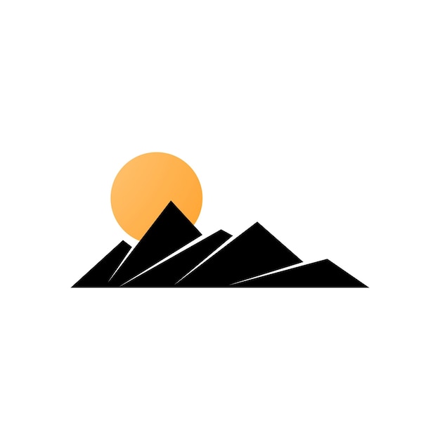 mountain or hill and sun logo