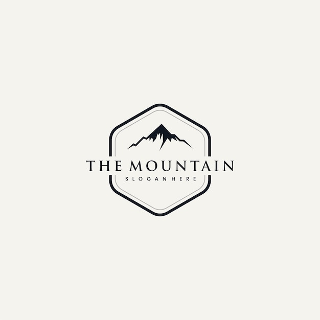 Mountain or hill with hexagon shape logo design template