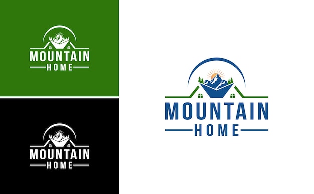 mountain home residential logo design vector