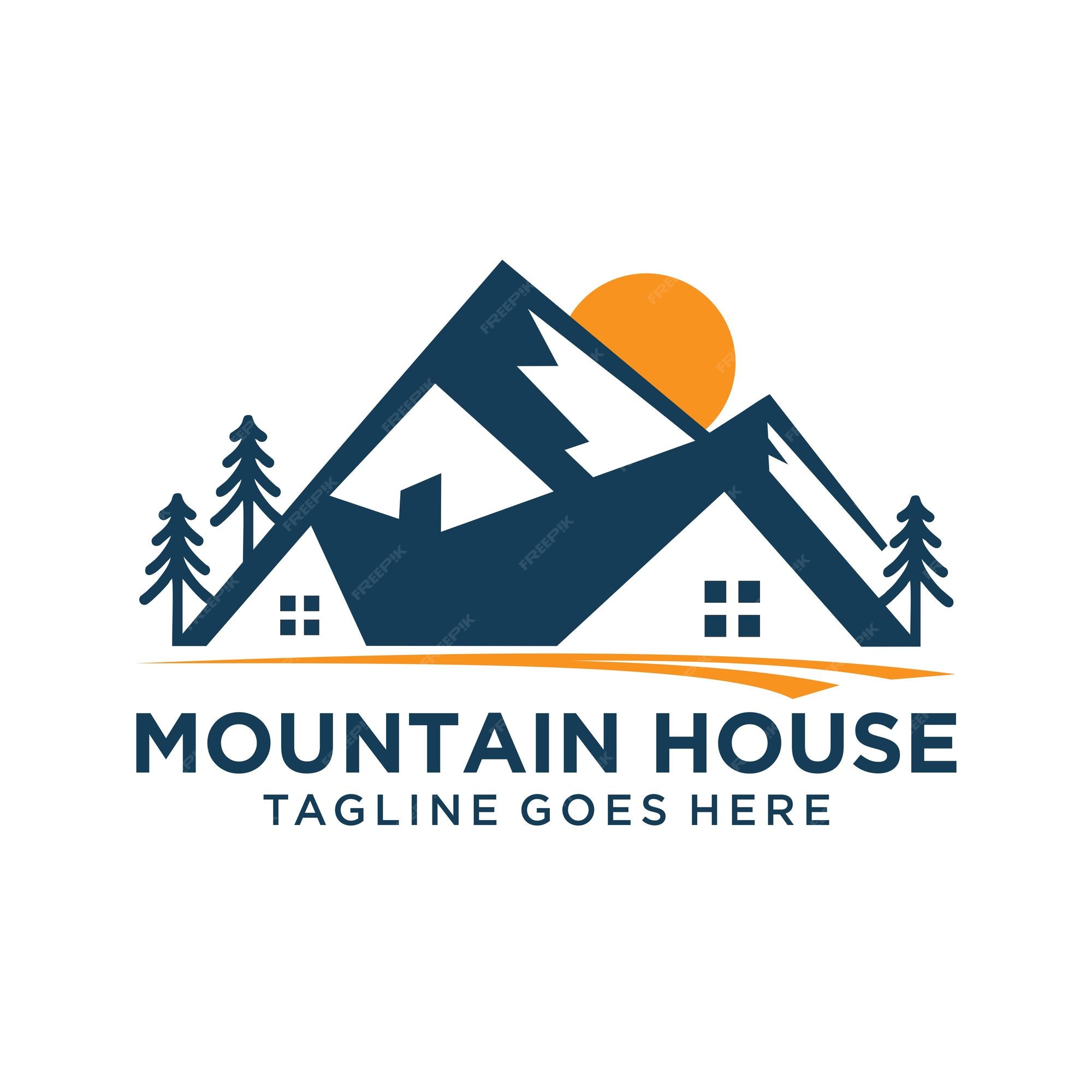 Premium Vector | Mountain house logo design