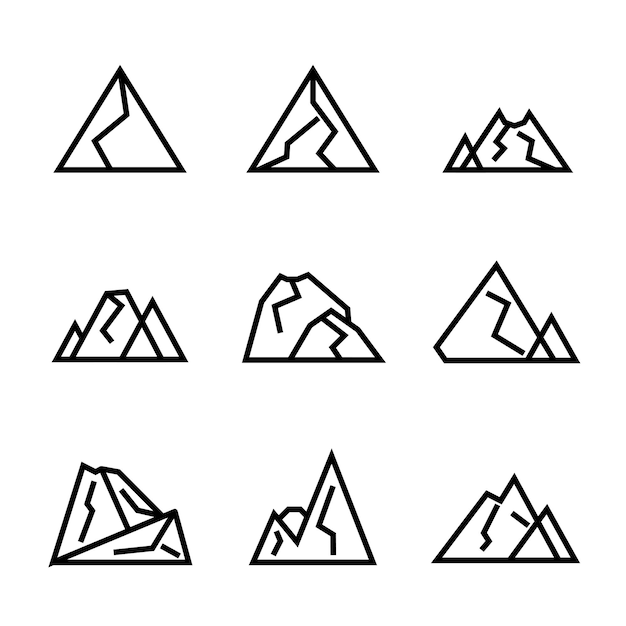mountain icon outline style design