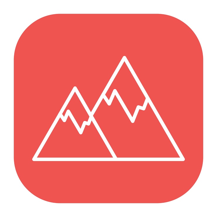 Vector mountain icon with red background that says quot mountain quot