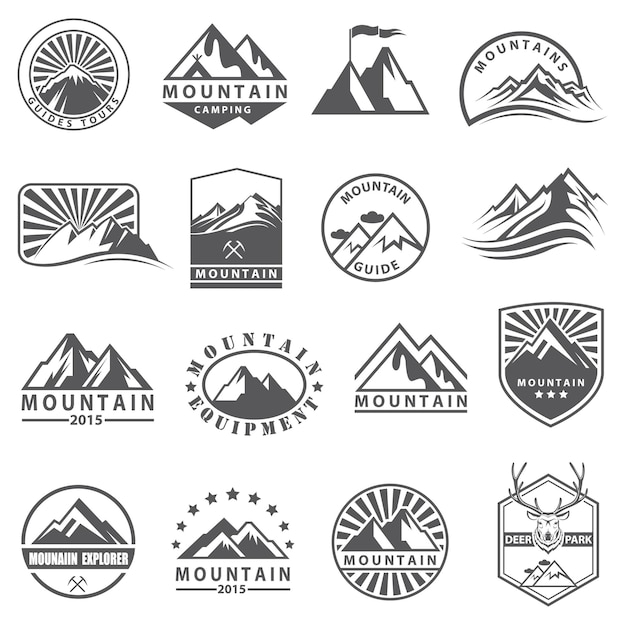 Mountain icons set