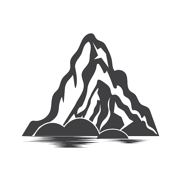 Disegno vettoriale e simbolo del logo dell'illustrazione della montagna