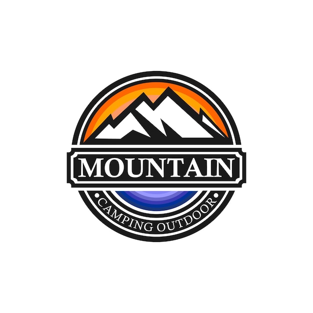 Mountain illustration outdoor adventure logo Vector badge design