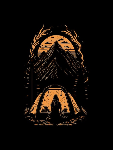 Mountain illustration outdoor adventure Vector graphic for t shirt