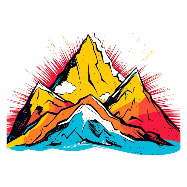 Vector mountain illustration with pop art style