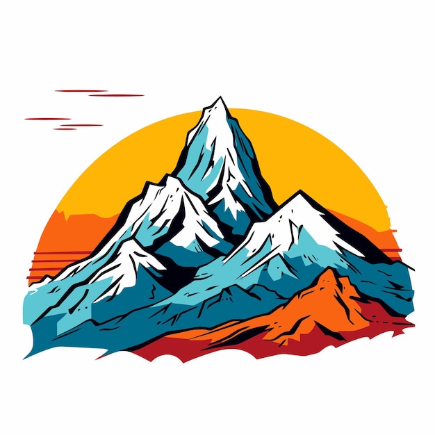 Mountain illustration with pop art style