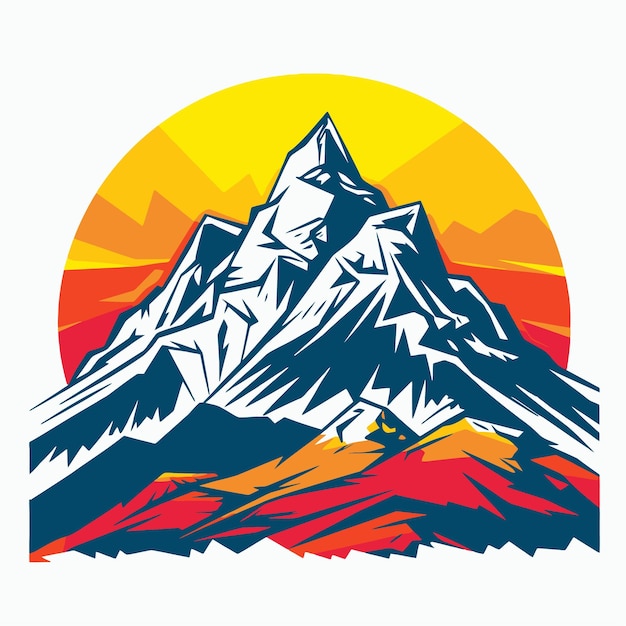 Mountain illustration with pop art style