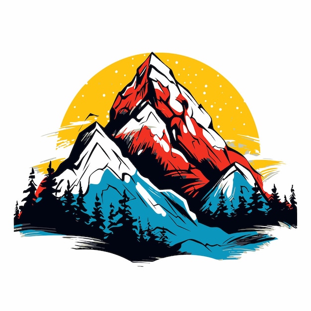 Mountain illustration with pop art style