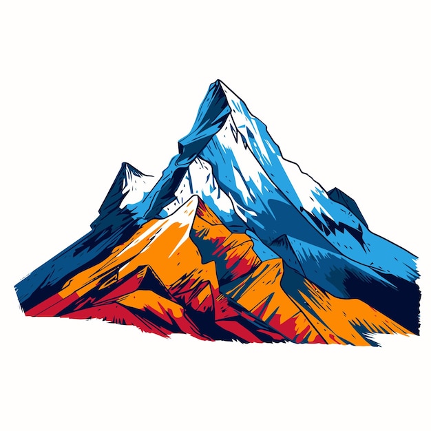 Vector mountain illustration with pop art style