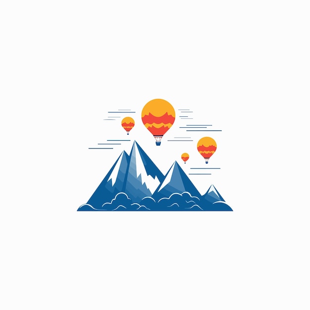 Mountain illustration with a simple flat design style