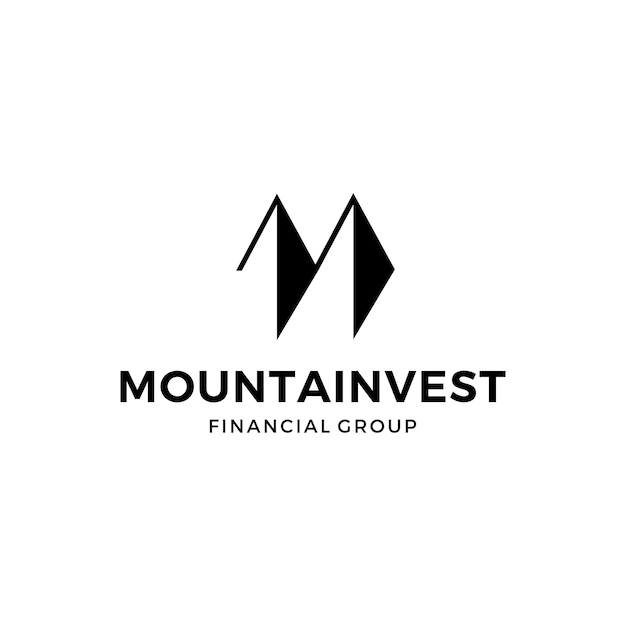 Vettore logo della lettera m di investimento in montagna per società finanziarie