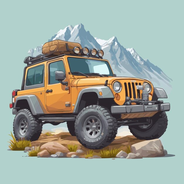 Vector mountain jeep cartoon vector