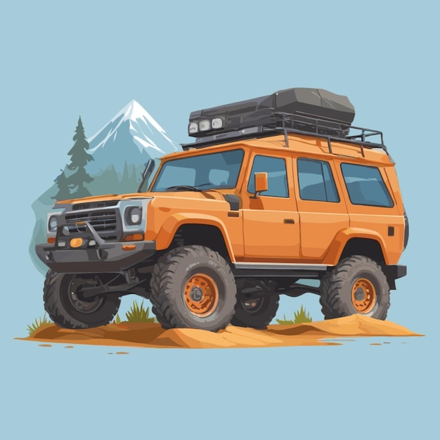Vector mountain jeep cartoon vector