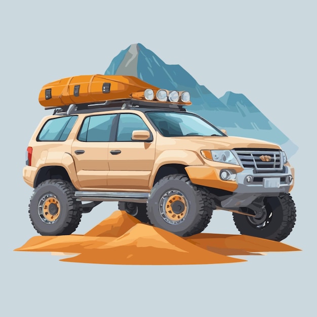 Mountain jeep cartoon vector