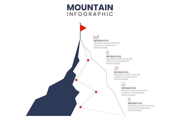 Mountain journey path Route challenge infographic career top goal growth plan journey to success