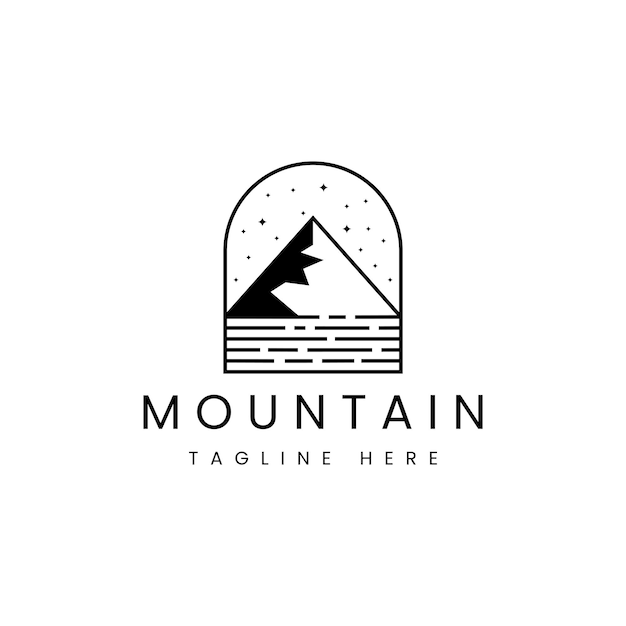 Premium Vector | Mountain lake with stars badge logo design