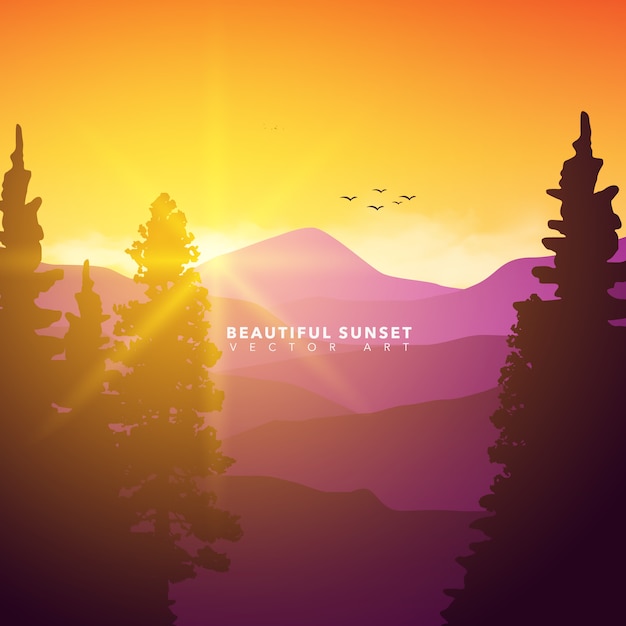 Vector mountain landscape background