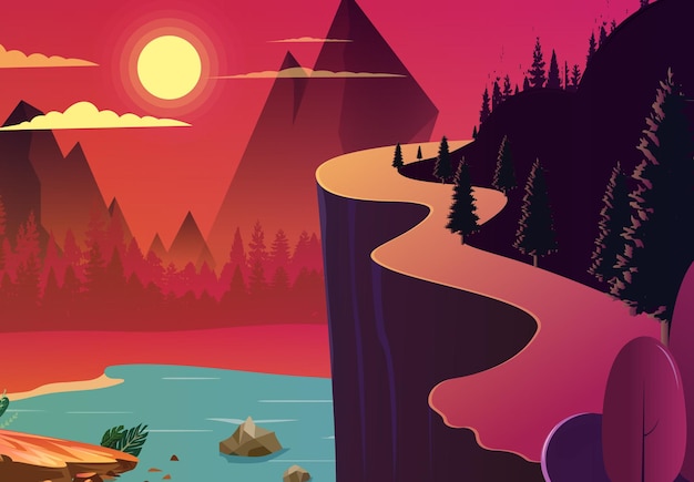Premium Vector | Mountain landscape background