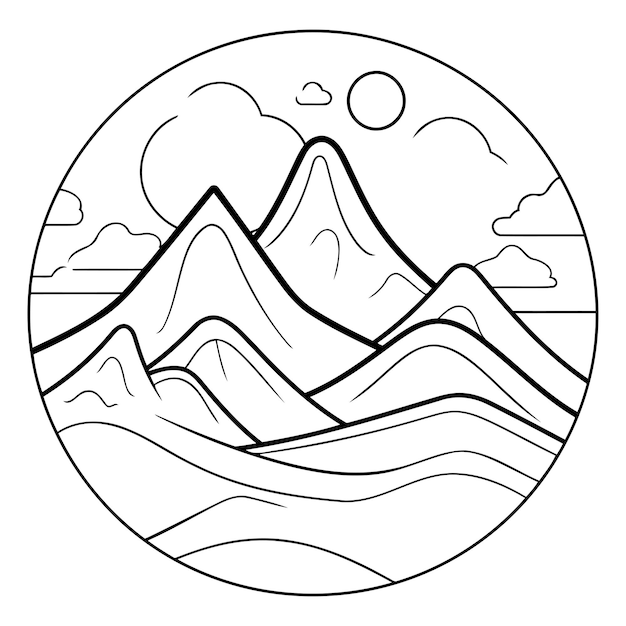 Mountain landscape icon Outline illustration of mountain landscape vector icon for web