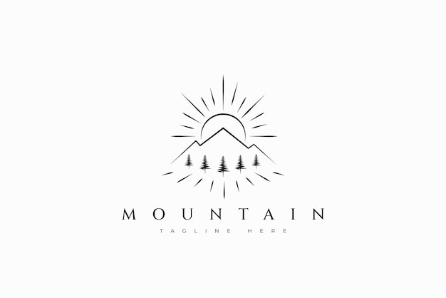 Mountain Landscape Illustration Abstract Sign Symbol Badge Logo Hiking and Adventure