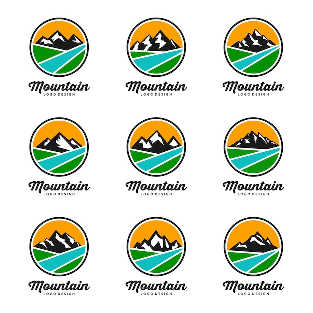 Vettore paesaggio di montagna logo template vector collection