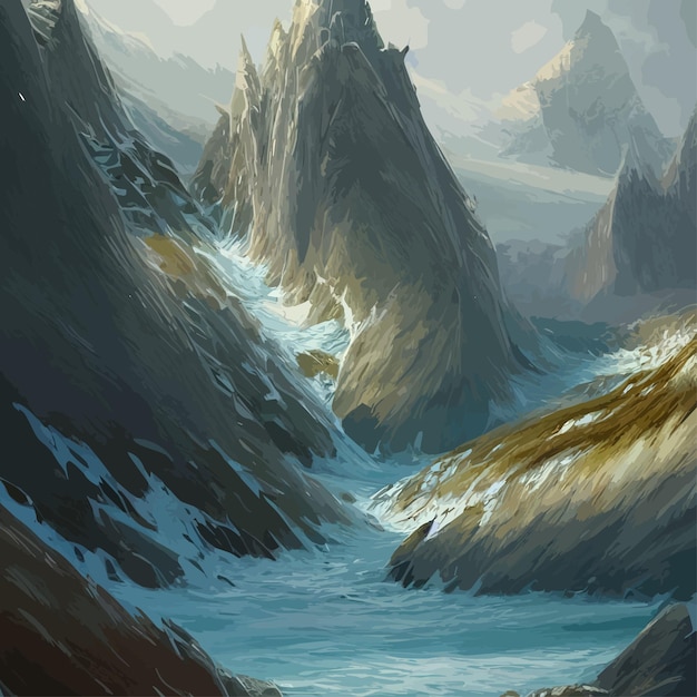 Vector mountain landscape mountain landscape vector illustration abstract background fantasy theme morning