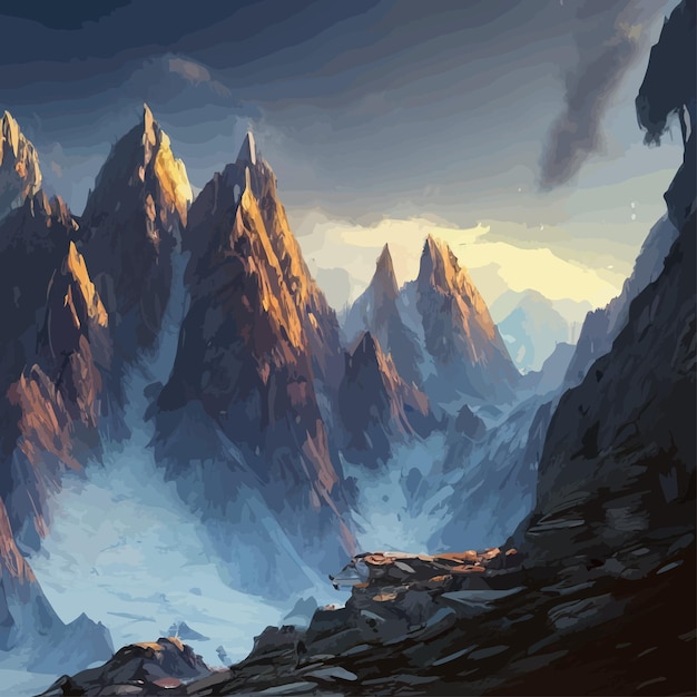 mountain landscape mountain landscape vector illustration abstract background fantasy theme morning