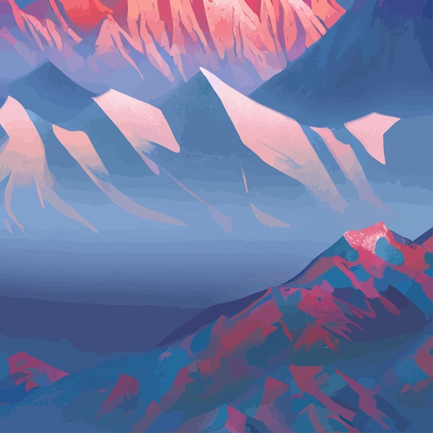 Vector mountain landscape mountain landscape vector illustration abstract background fantasy theme morning