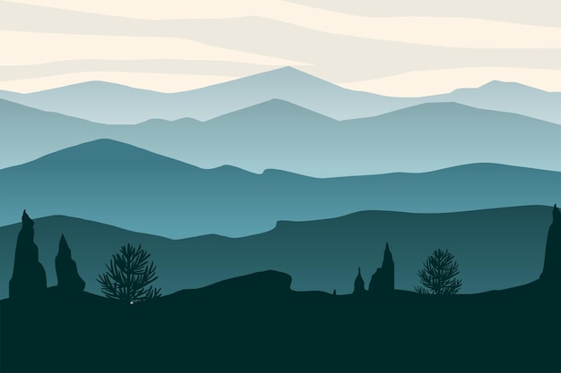 山岳風景の肖像画