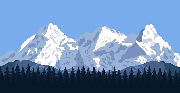 Premium Vector | Mountain landscape with forest and rocks