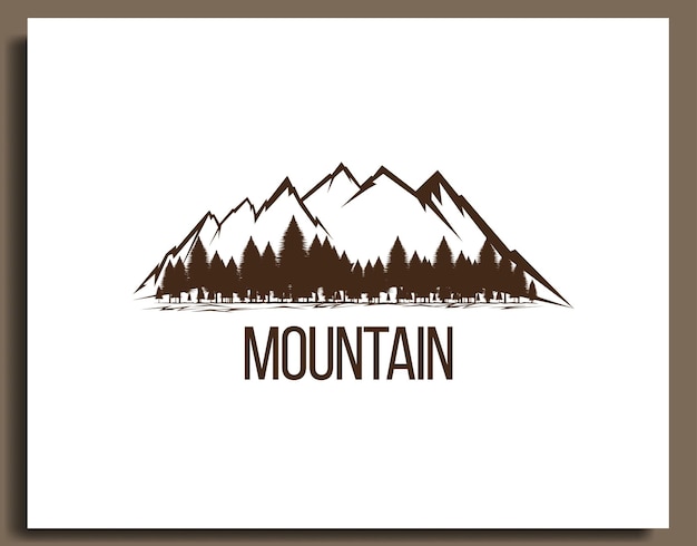 Vector mountain landscape with trees logo design template vector