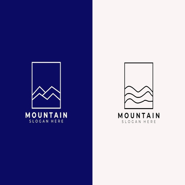 Vector mountain line art logo adventure simple and minimalist vector vintage illustration design