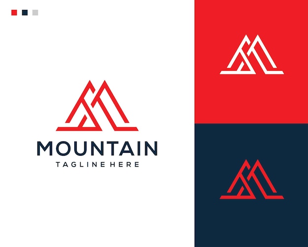 Mountain line art logo ontwerpstijl