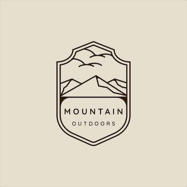 Mountain line art semplice emblema logo illustrazione vettoriale modello icona graphic design