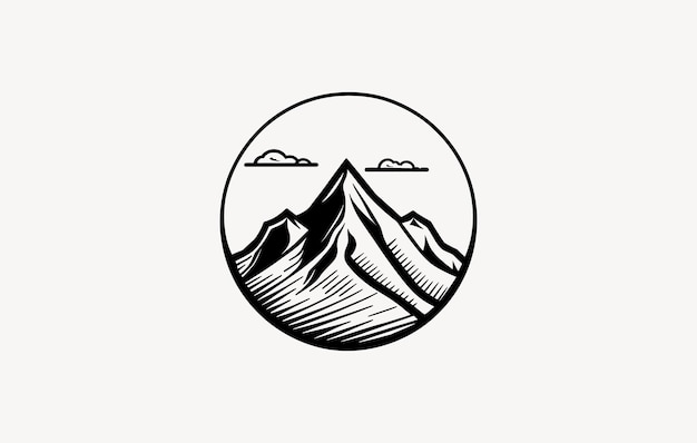 Mountain line art vector drawing mountain logo graphic illustration