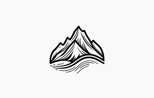 Mountain line art vector drawing mountain logo graphic illustration